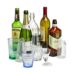 Eksempler på glas og flasker