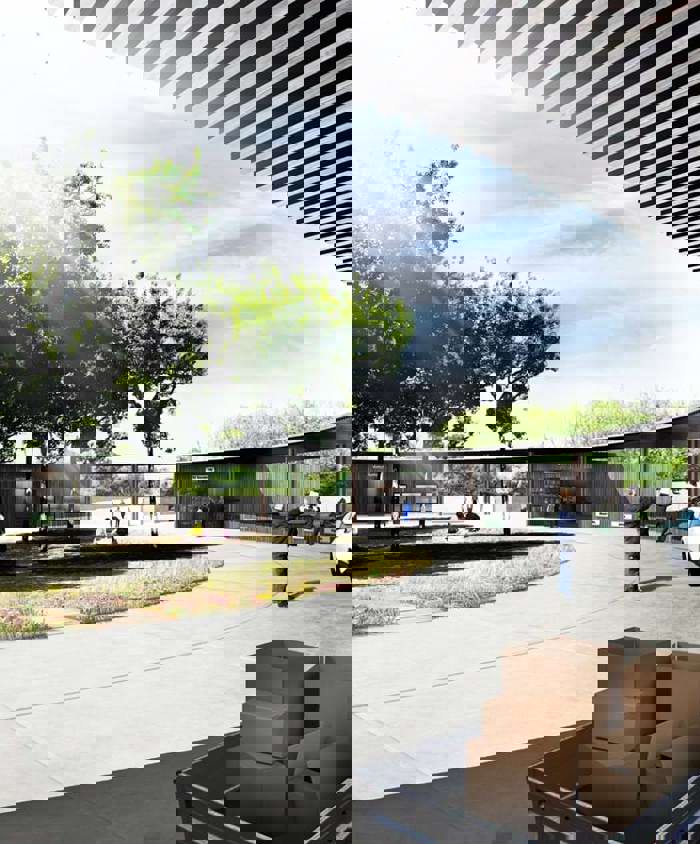 Visualisering fra Schonherrloop Architects af den kommende nye cirkulære genbrugsstation i Lisbjerg.