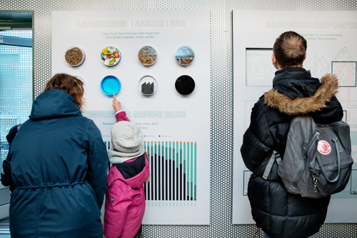 Folk kigger på udstillingen i Maskinrummet